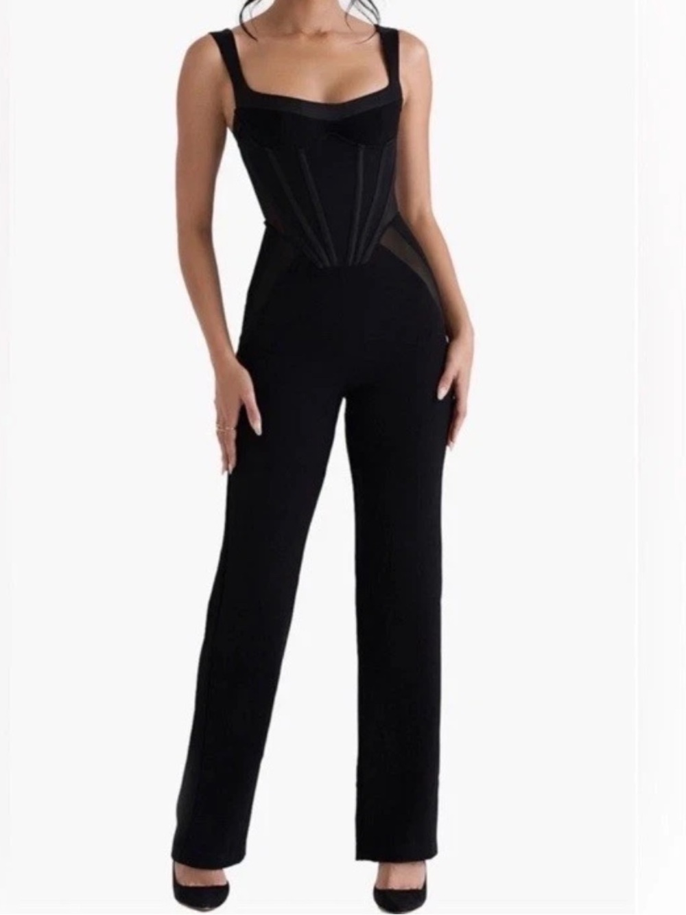 House of CB Mylene Black Corset Jumpsuit Size M with larger Cup Size – NWT